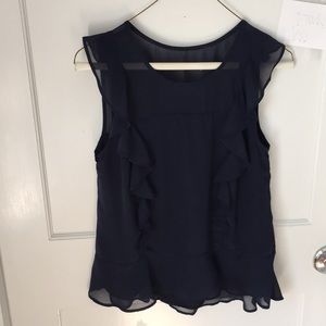 Navy blue girls frilly blouse tank